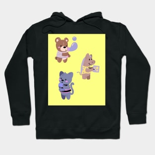 Cute Kawaii Animals Enjoying Their Hobbies Hoodie